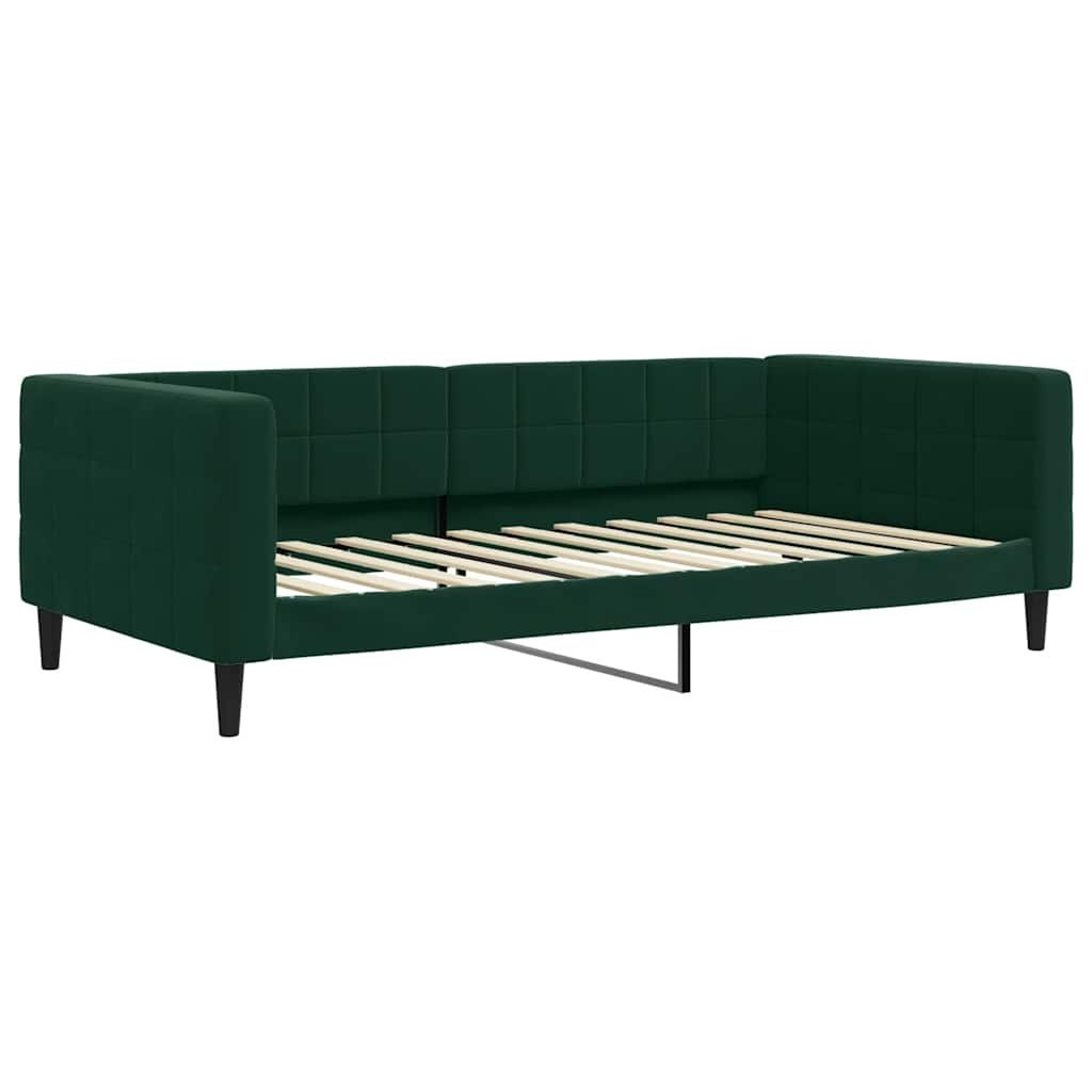 Sofa z funkcją spania, ciemnozielona, 100x200 cm, aksamitna