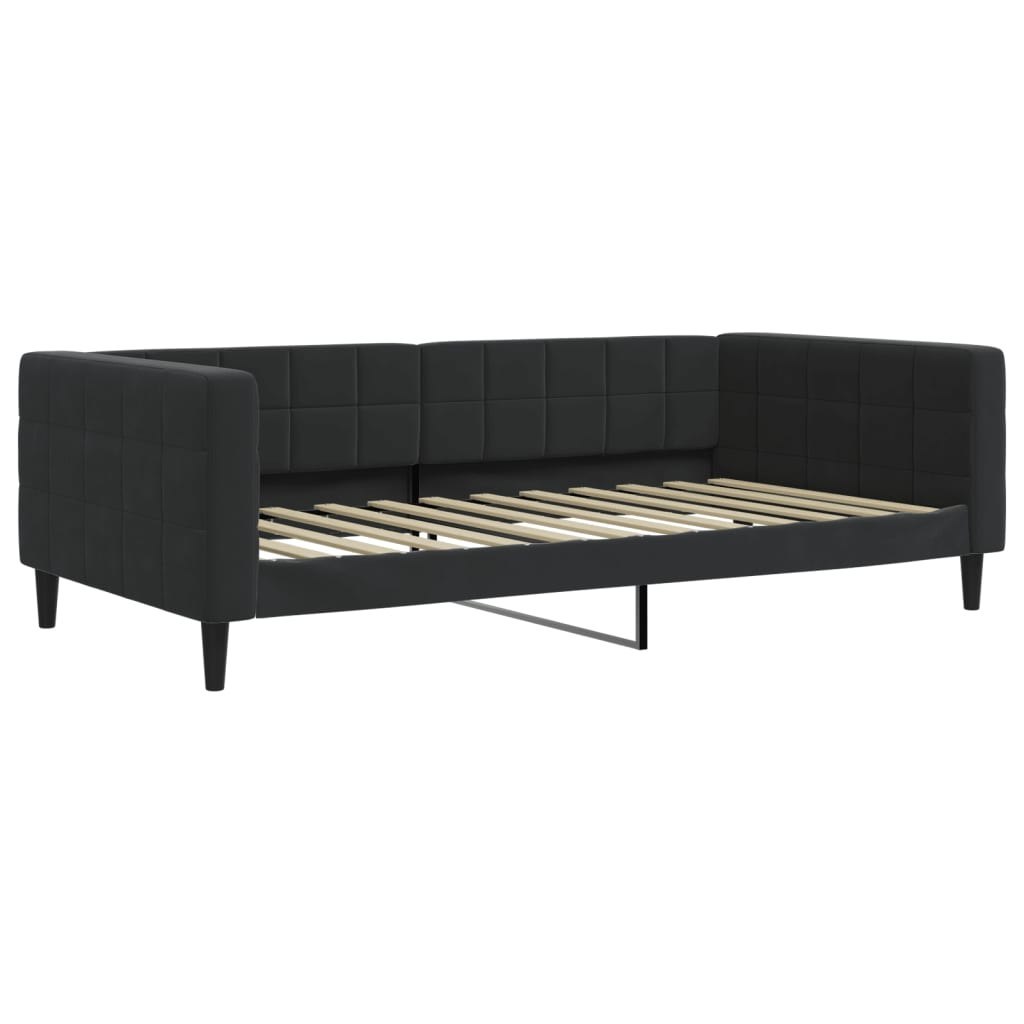 Sofa z funkcją spania, czarna, 100x200 cm, obita aksamitem
