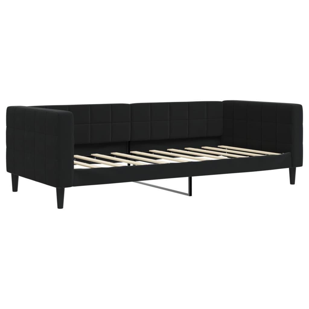 Sofa z funkcją spania, czarna, 90x190 cm, obita aksamitem