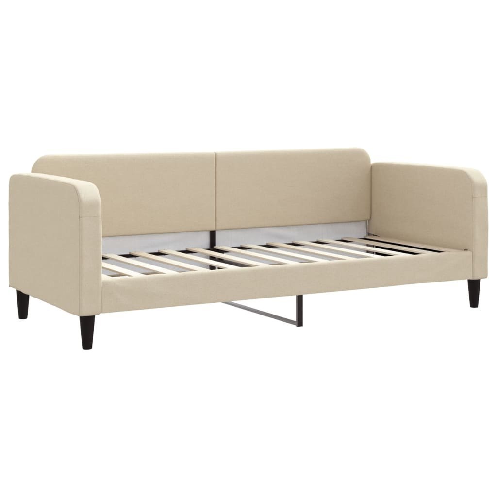 Sofa z funkcją spania, kremowa, 80x200 cm, obita tkaniną