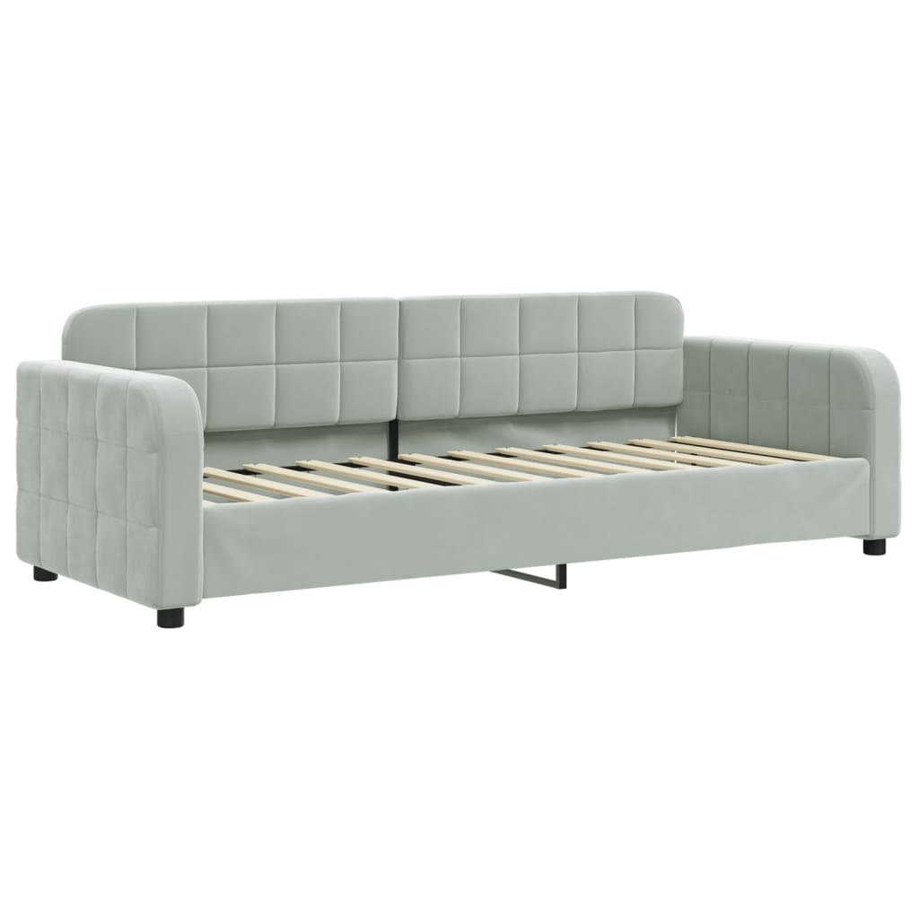 Sofa z funkcją spania, jasnoszara, 80x200 cm, obita aksamitem