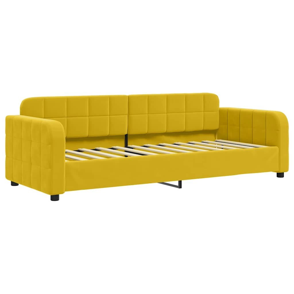 Sofa z funkcją spania, żółta, 80x200 cm, obita aksamitem