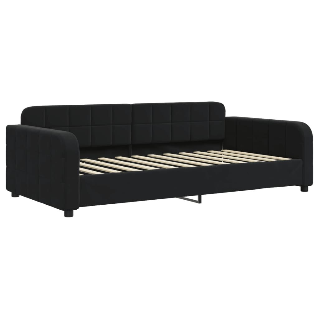 Sofa z funkcją spania, czarna, 100x200 cm, obita aksamitem