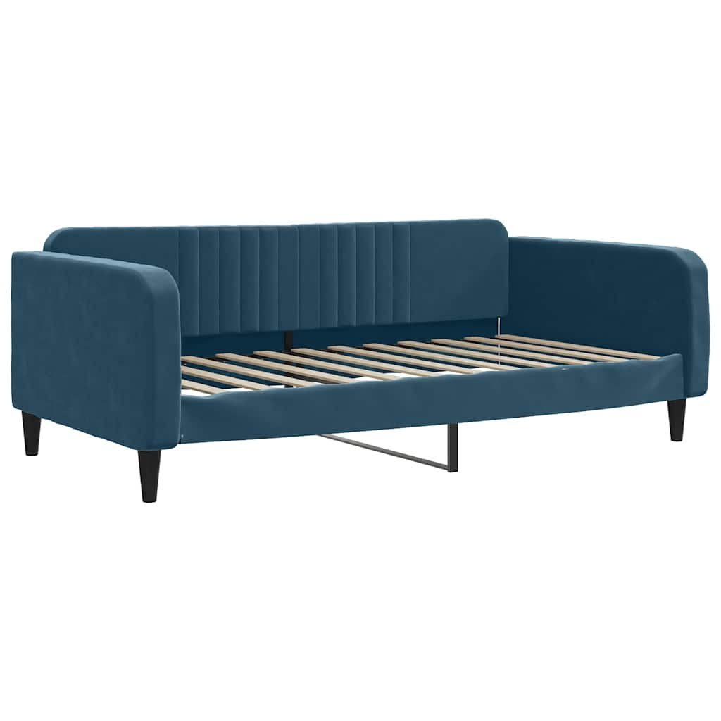 Sofa z funkcją spania, niebieska, 100x200 cm, obita aksamitem