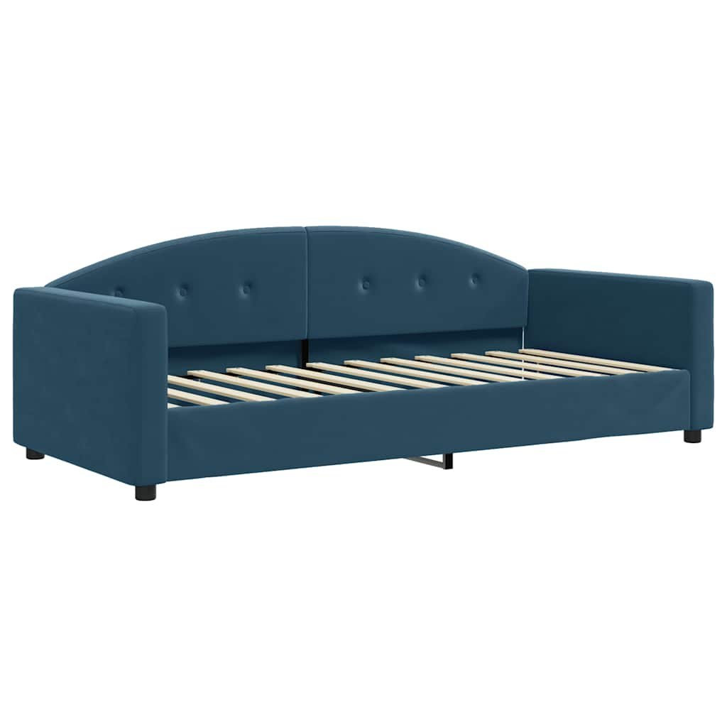Sofa z funkcją spania, niebieska, 90x200 cm, obita aksamitem