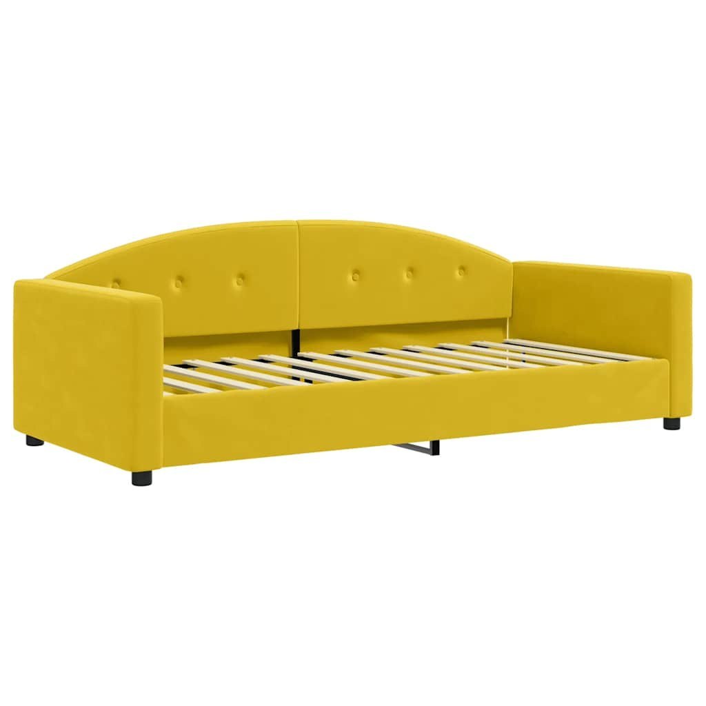 Sofa z funkcją spania, żółta, 90x200 cm, obita aksamitem