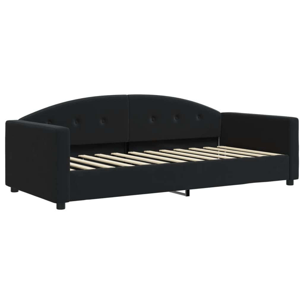 Sofa z funkcją spania, czarna, 90x190 cm, obita aksamitem