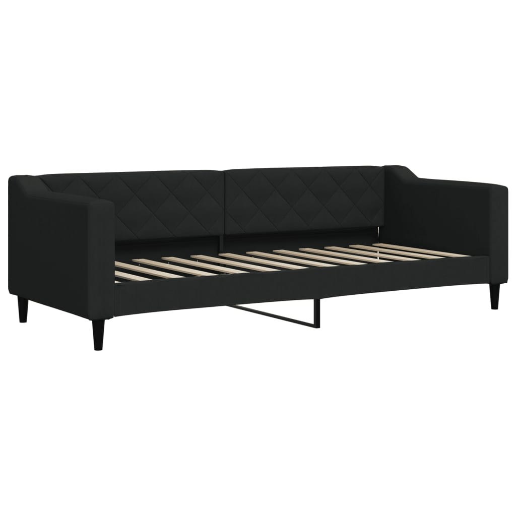 Sofa z funkcją spania, czarna, 80x200 cm, obita tkaniną