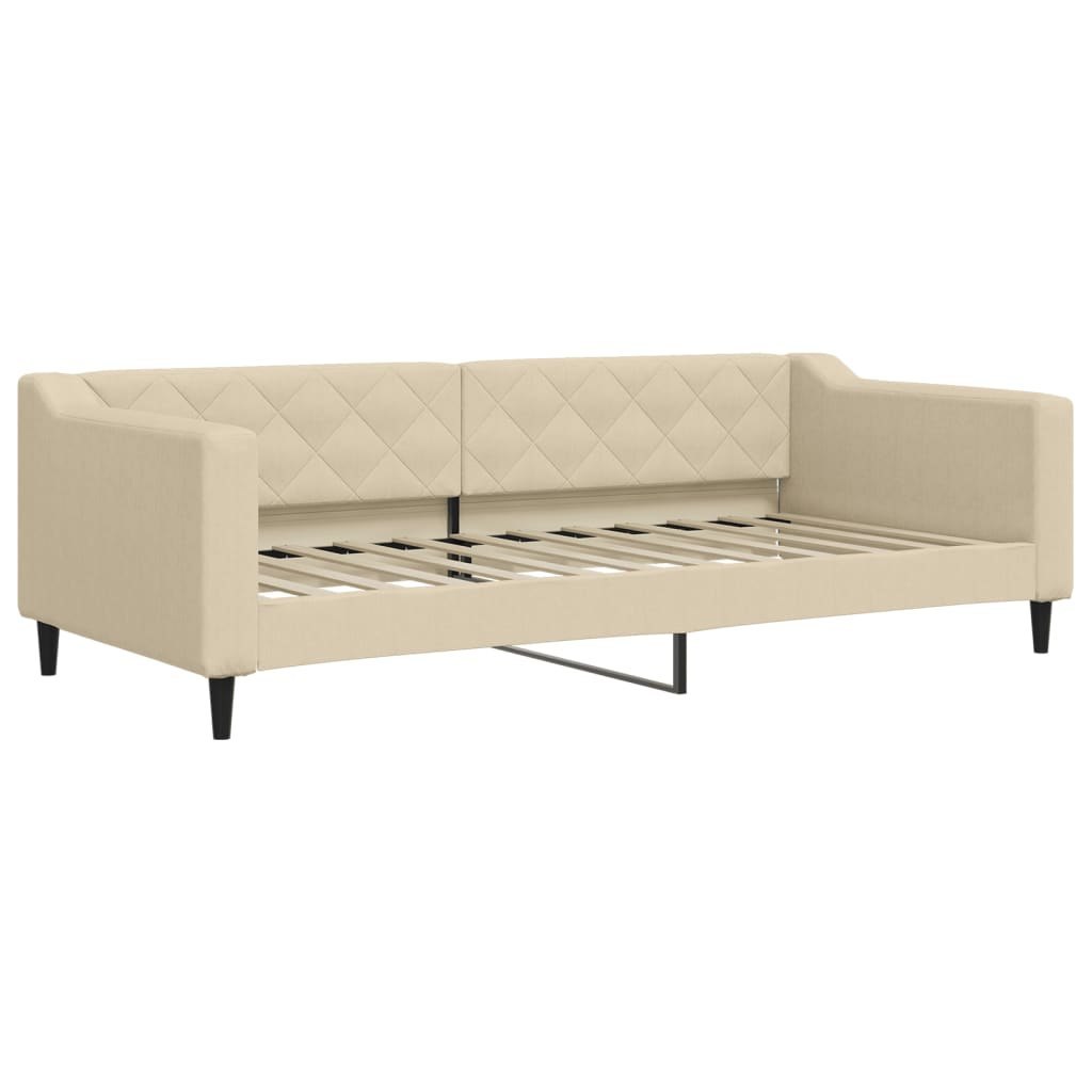 Sofa z funkcją spania, kremowe, 90x200 cm, obita tkaniną