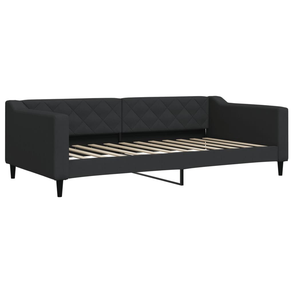 Sofa z funkcją spania, czarna, 100x200 cm, obita tkaniną