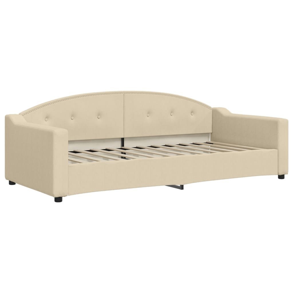 Sofa z funkcją spania, kremowe, 90x200 cm, obita tkaniną