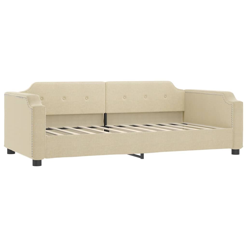 Sofa z funkcją spania, kremowe, 90x200 cm, obita tkaniną