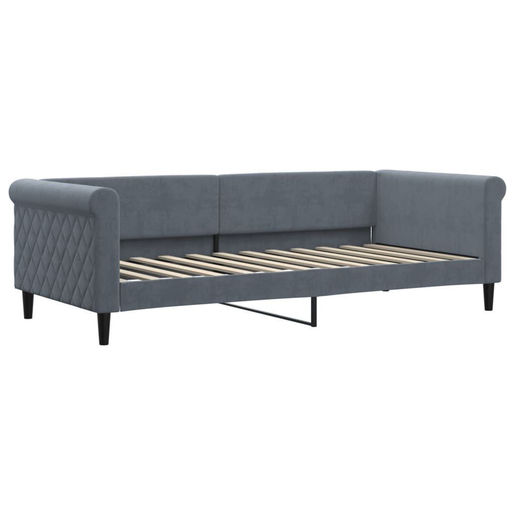 Sofa z funkcją spania, ciemnoszara, 90x200 cm, aksamit