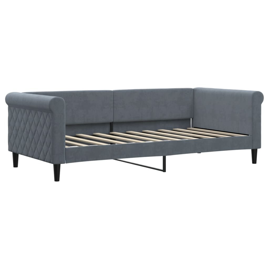 Sofa z funkcją spania, ciemnoszara, 90x190 cm, aksamit