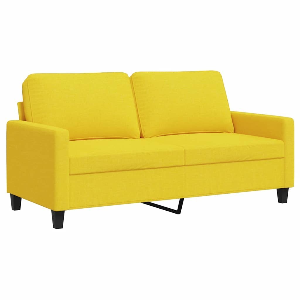 Sofa 2-osobowa, jasnożółta, 140 cm, tapicerowana tkaniną