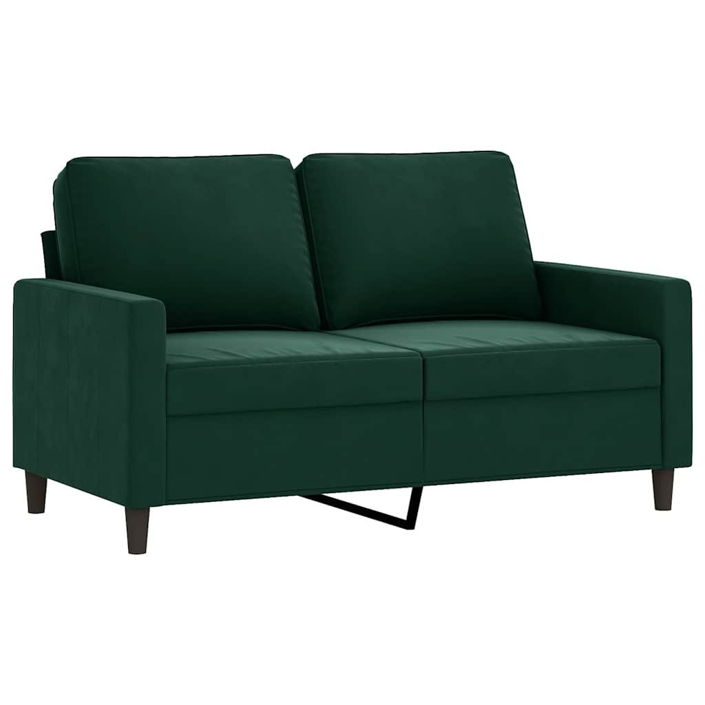 Sofa 2-osobowa, ciemnozielona, 120 cm, tapicerowana aksamitem