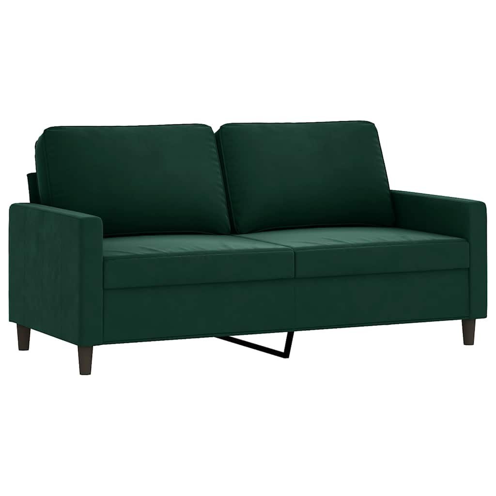 Sofa 2-osobowa, ciemnozielona, 140 cm, tapicerowana aksamitem