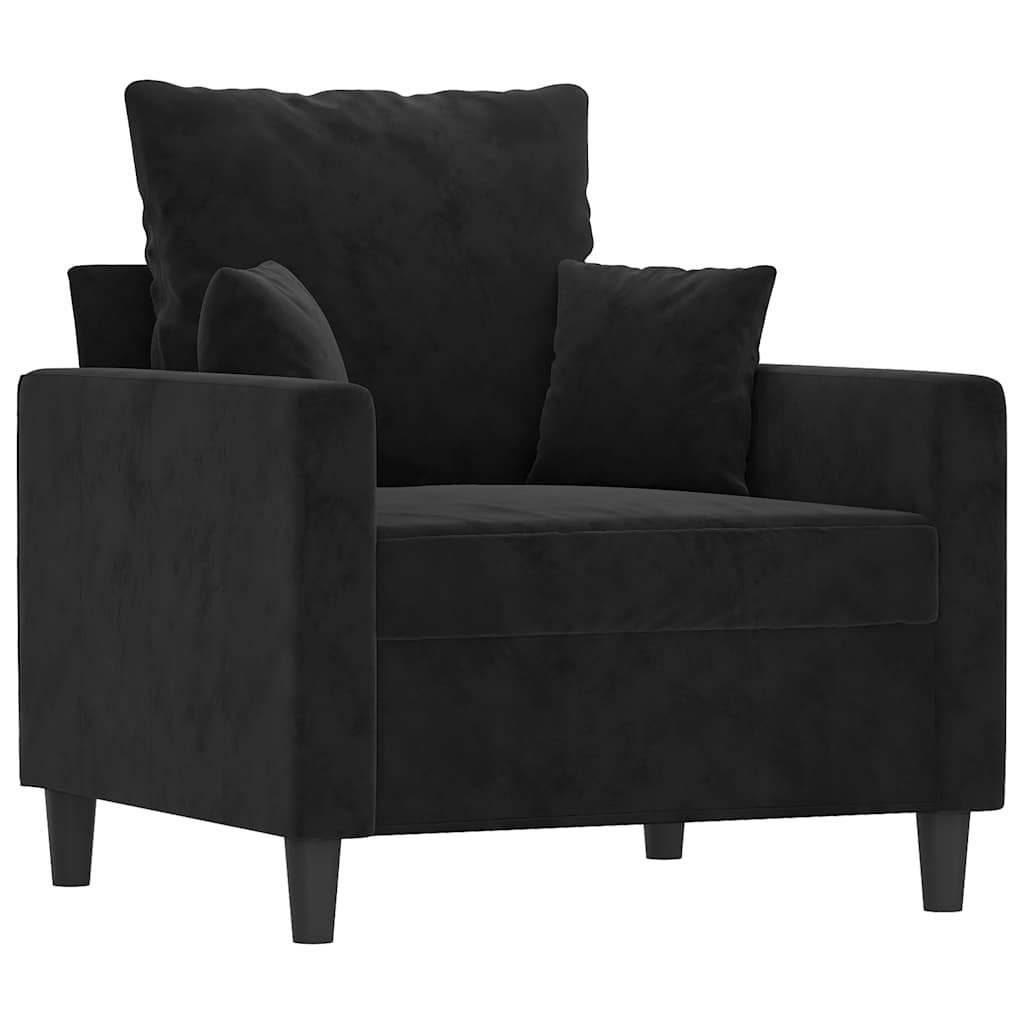 Fotel, czarny, 60 cm, obity aksamitem