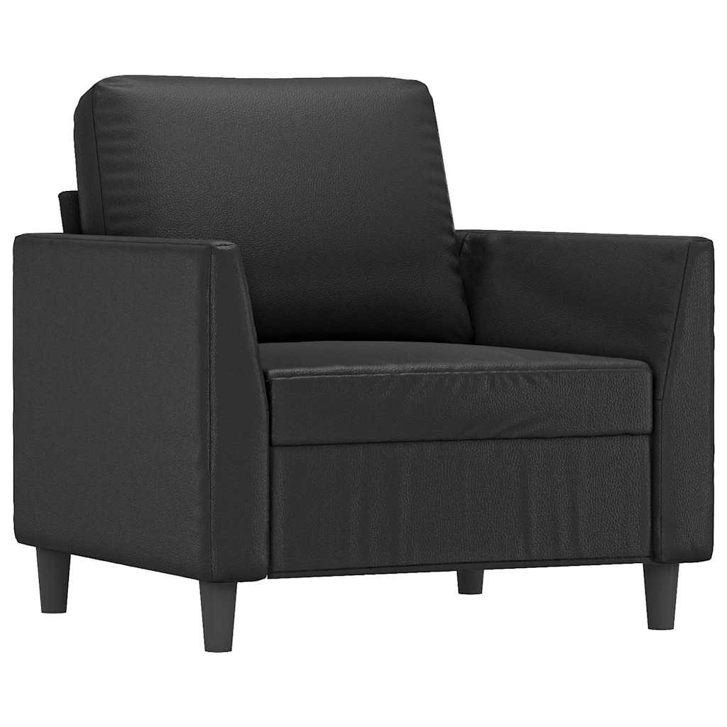 Fotel, czarny, 60 cm, obity sztuczną skórą