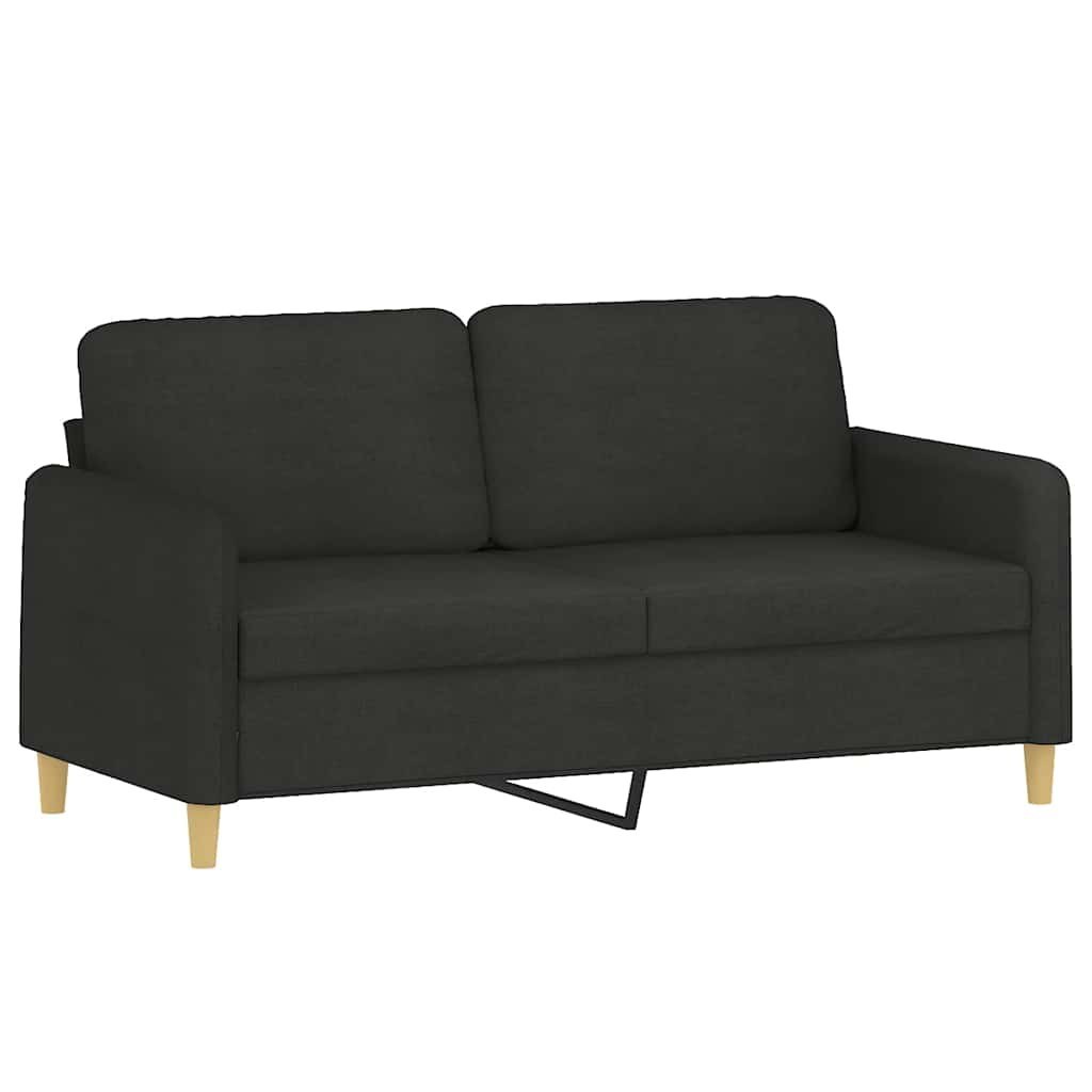 Sofa 2-osobowa, czarna, 140 cm, tapicerowana tkaniną