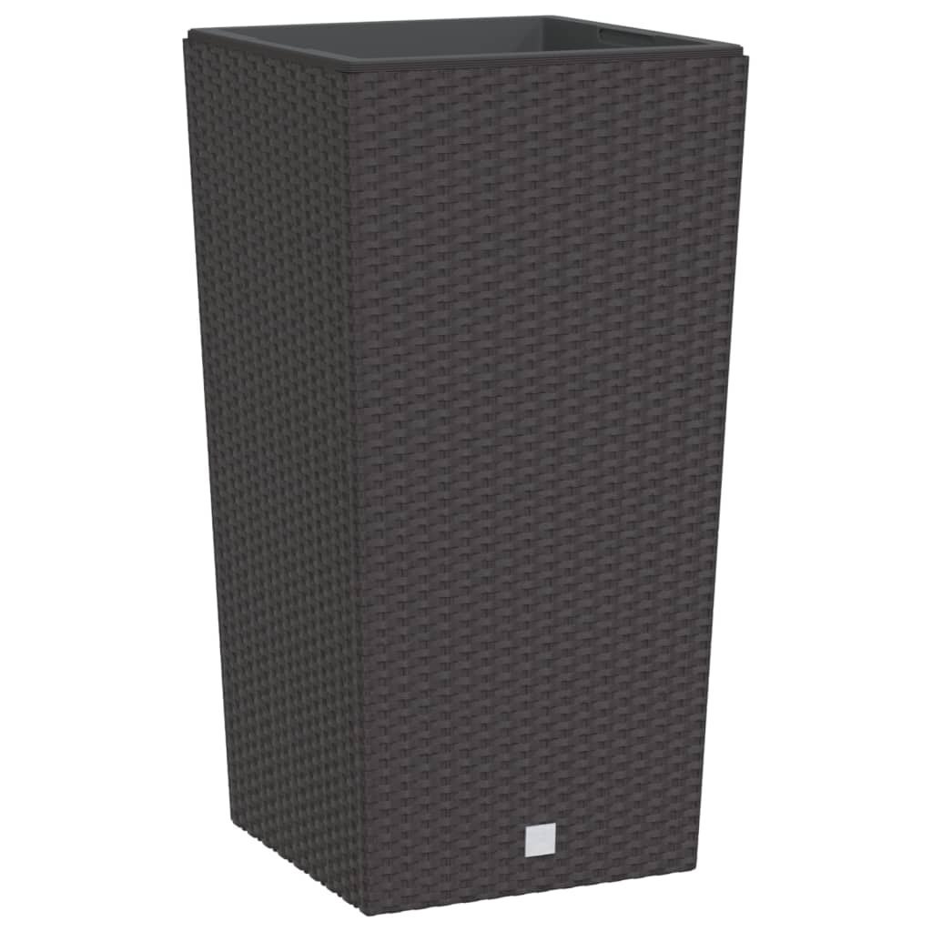 Donica z pojemnikiem wewnętrznym, brązowa, 21/49 L, rattan PP