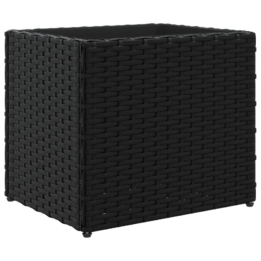 Donica ogrodowa, czarna, 36x30x32 cm, rattan PE
