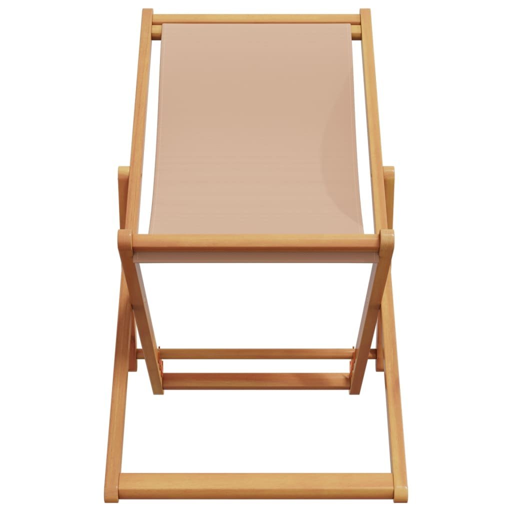 Krzesło składane w kolorze taupe, drewno lite, eukaliptus i tkanina