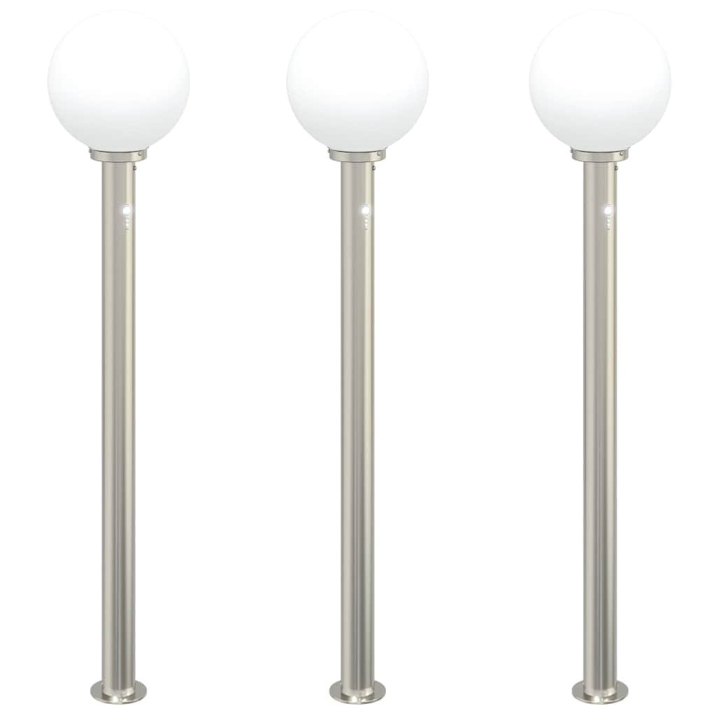 Lampy słupkowe z czujnikiem 3 szt. 120 cm Stal nierdzewna IP44