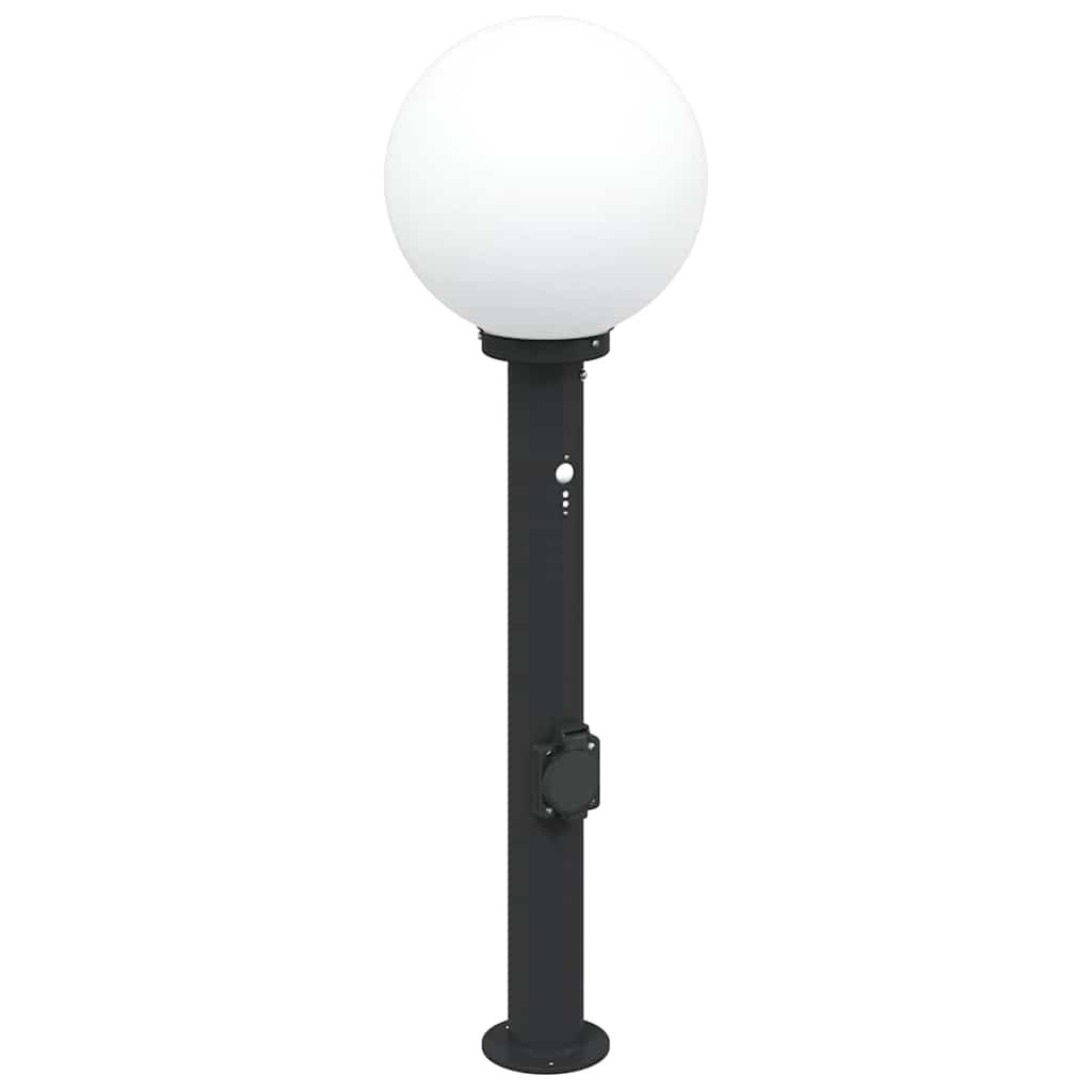 Słupek oświetleniowy z czujnikiem i gniazdkiem 80 cm, czarny, IP44