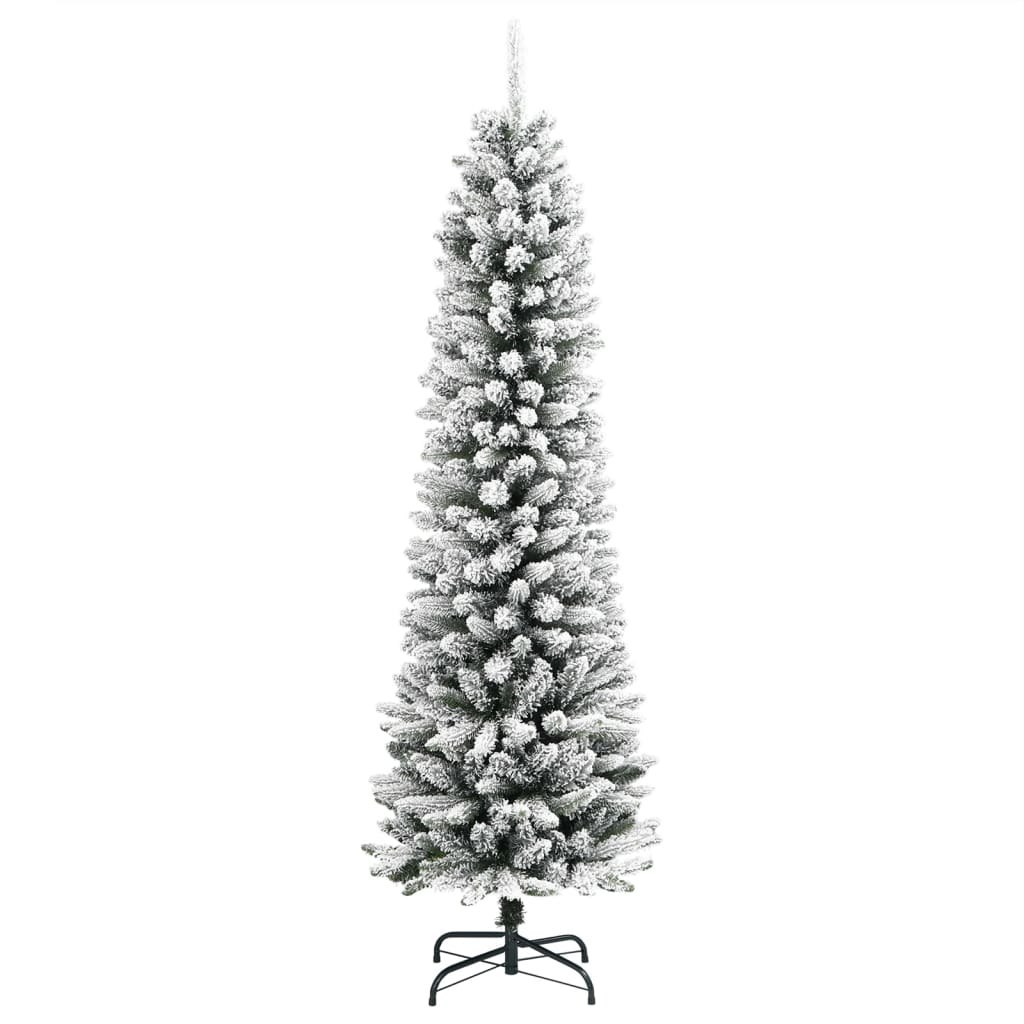 Sztuczna, smukła choinka pokryta śniegiem, 150 cm, PVC i PE