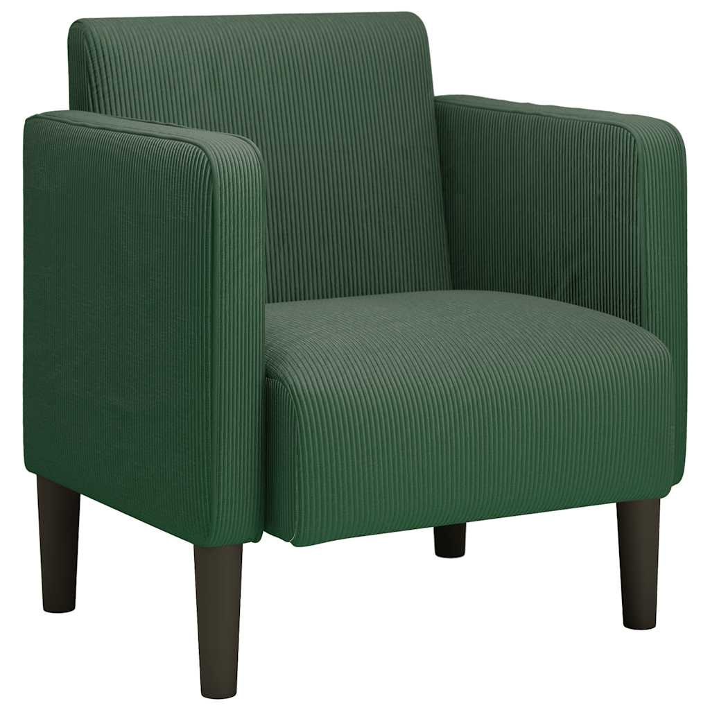 Sofa Fotel z Podłokietnikami ciemnozielona 54cm Tkanina Corduroy
