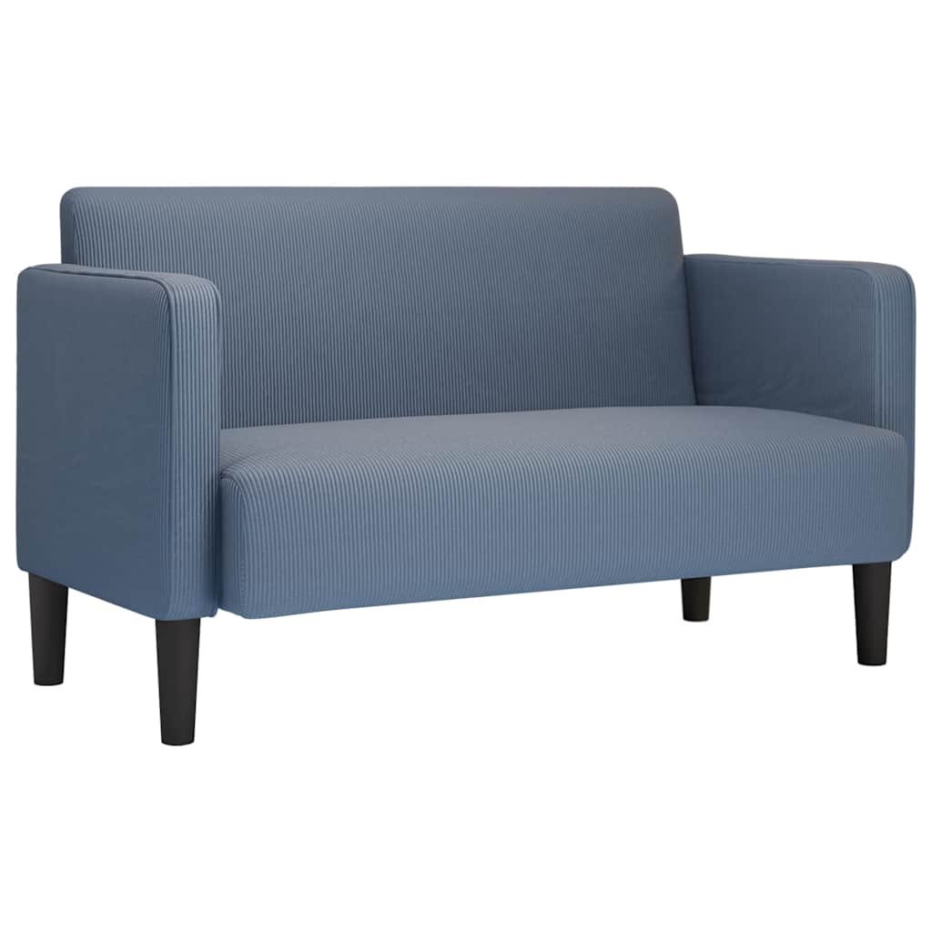 Sofa dwuosobowa niebieska 109 cm tkanina sztruksowa