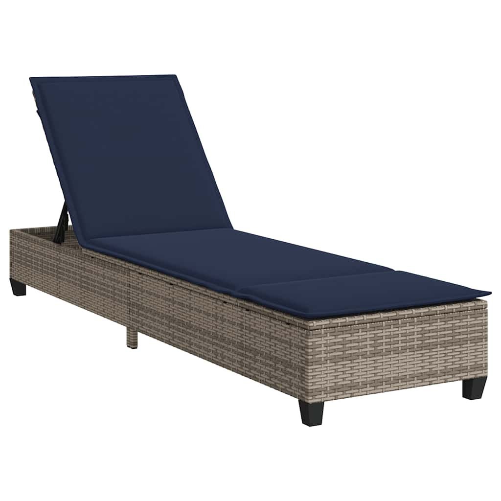 Leżak z poduszkami Szary 55x200x25,5cm Polirattan