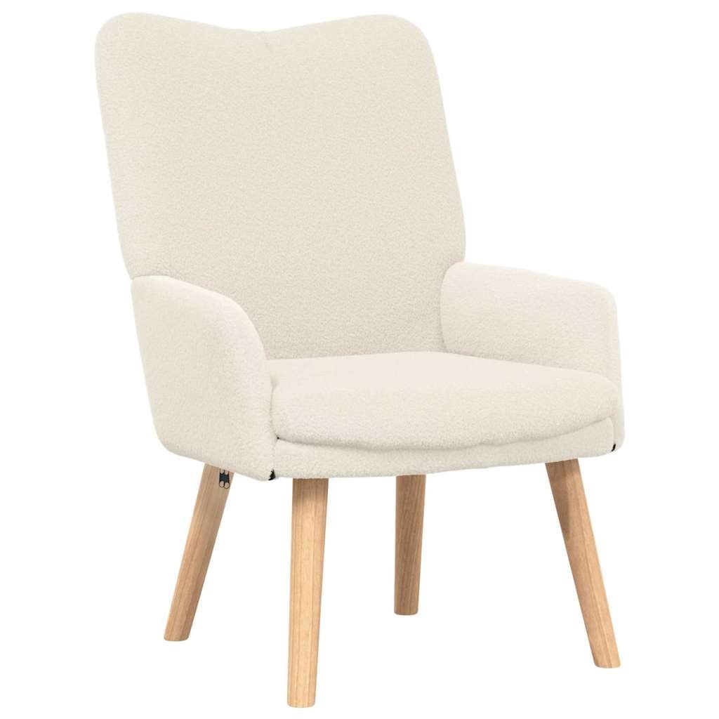 Fotel Kremowy 63 x 67 x 94 cm Tkanina owcza i sklejka