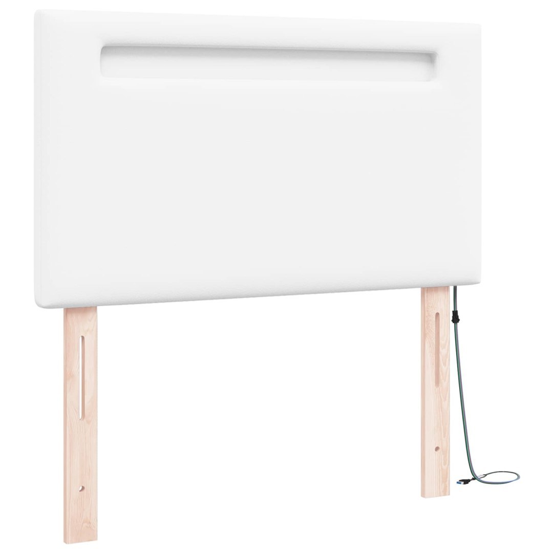 Wezgłowie LED Biały 90 cm Skóra ekologiczna