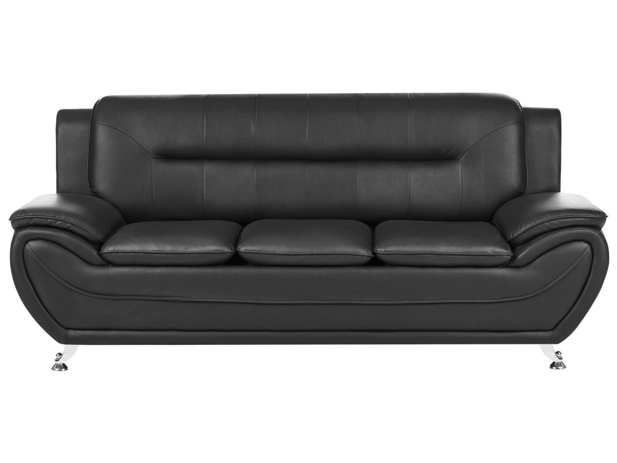 Sofa dla 3 osób LEIRA Ekoskóra Czarny