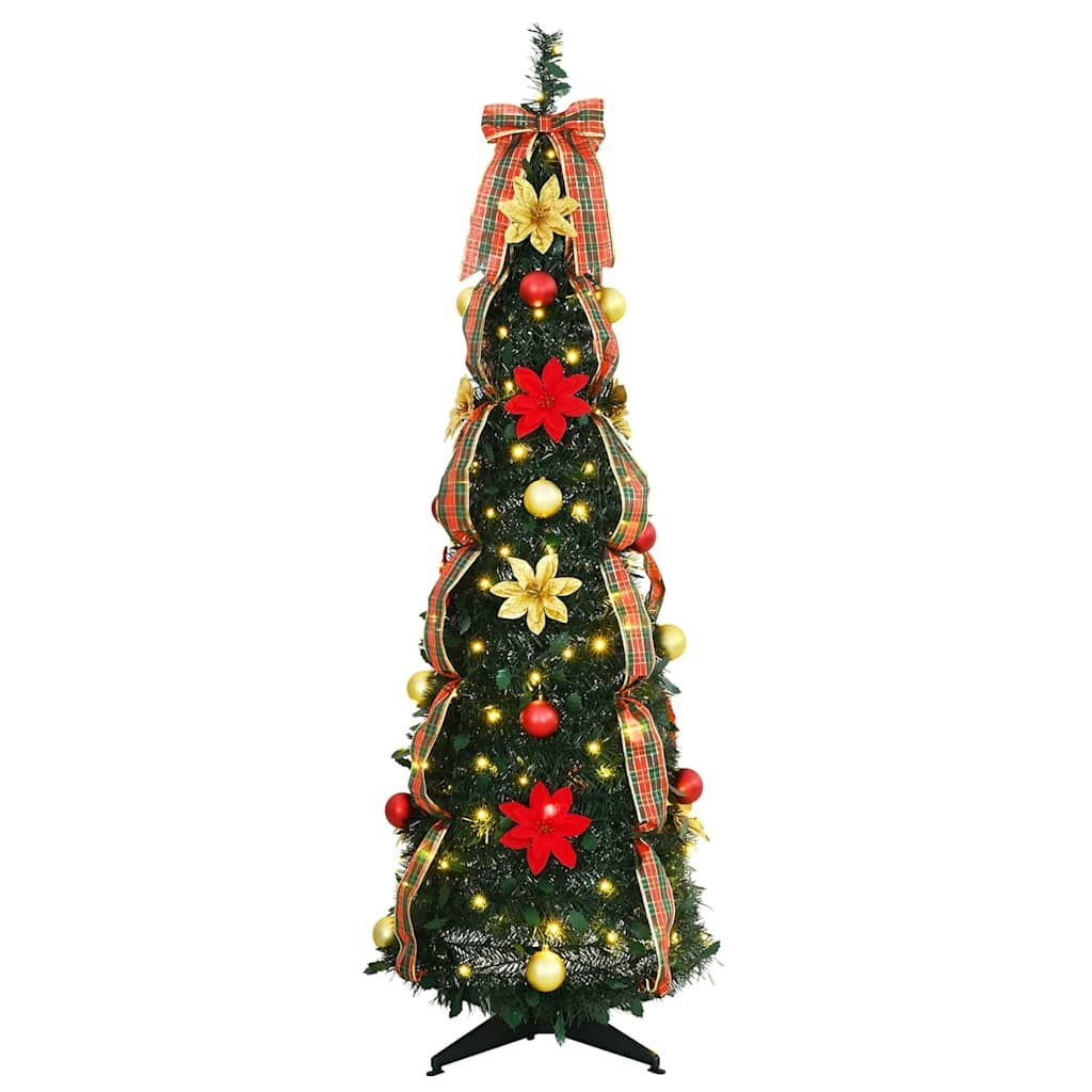 Sztuczna choinka z 100 diodami LED Zielony 155 cm PVC