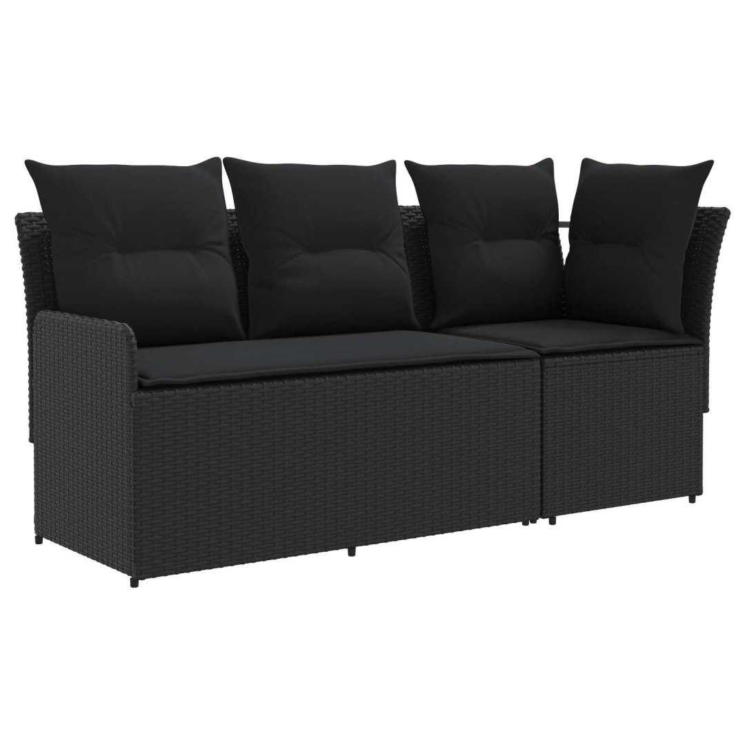 2 szt. Sofa ogrodowa z podłokietnikami i sofą narożną Rattan PE