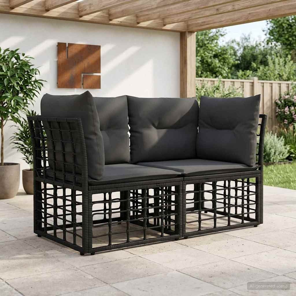 Ogrodowy loveseat 2 szt. 2-Liczba miejsc Czarny i Ciemnoszary
