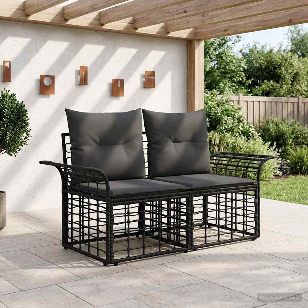 Ogrodowy loveseat 2 szt. 2-Liczba miejsc Czarny i Ciemnoszary