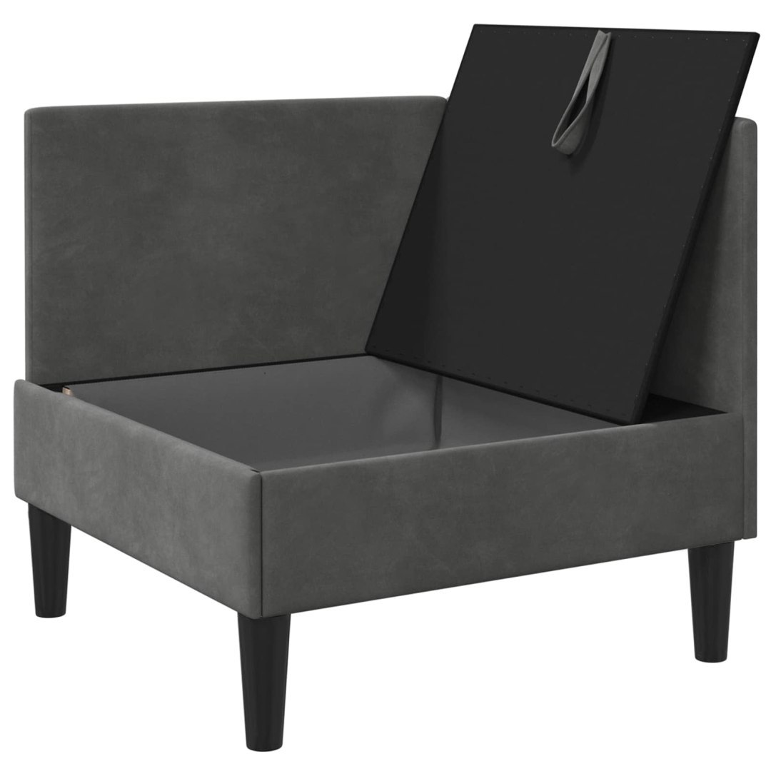 Sofa z miejscem do przechowywania ciemnoszary Welur