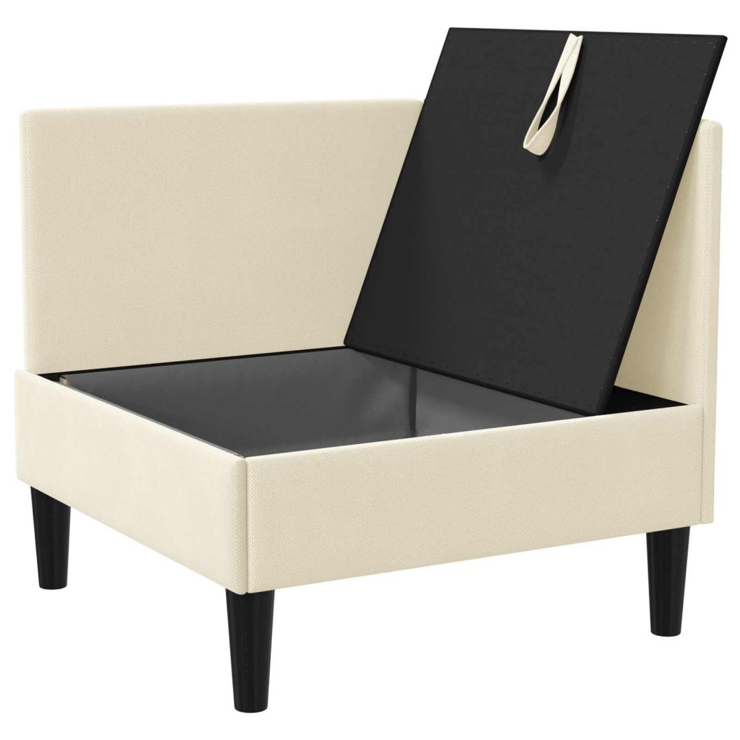 Rogowa Sofa z Przechowywaniem kremowy Welur