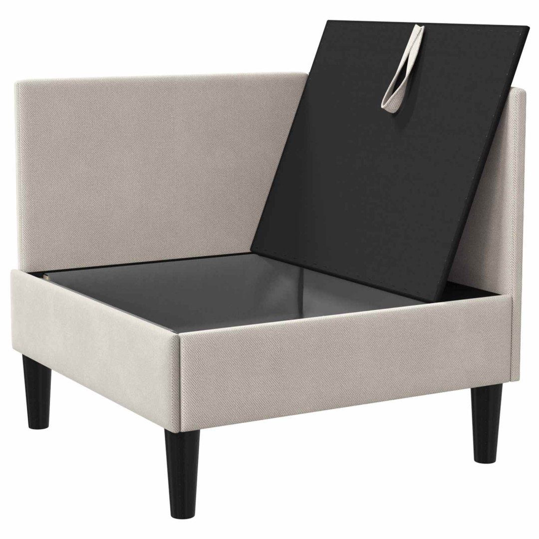 Rogowa Sofa z Przechowywaniem Owies Welur