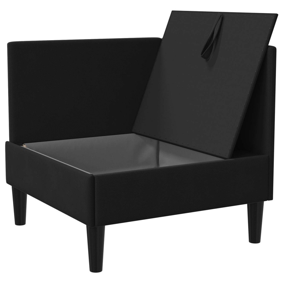 Rogowa Sofa z Przechowywaniem Czarny Welur