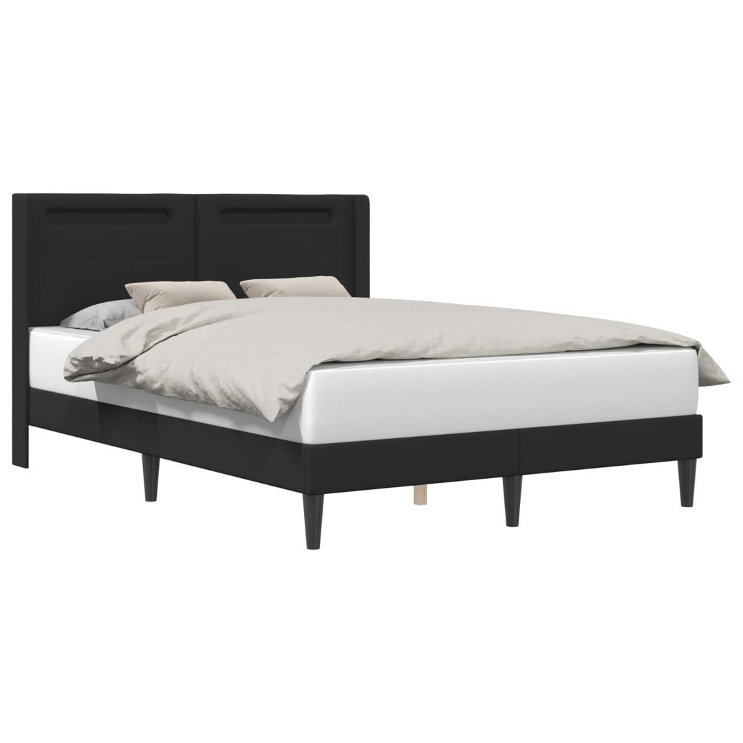 Ramka łóżka z paskami LED Czarny 120 x 190 cm Ekoskóra