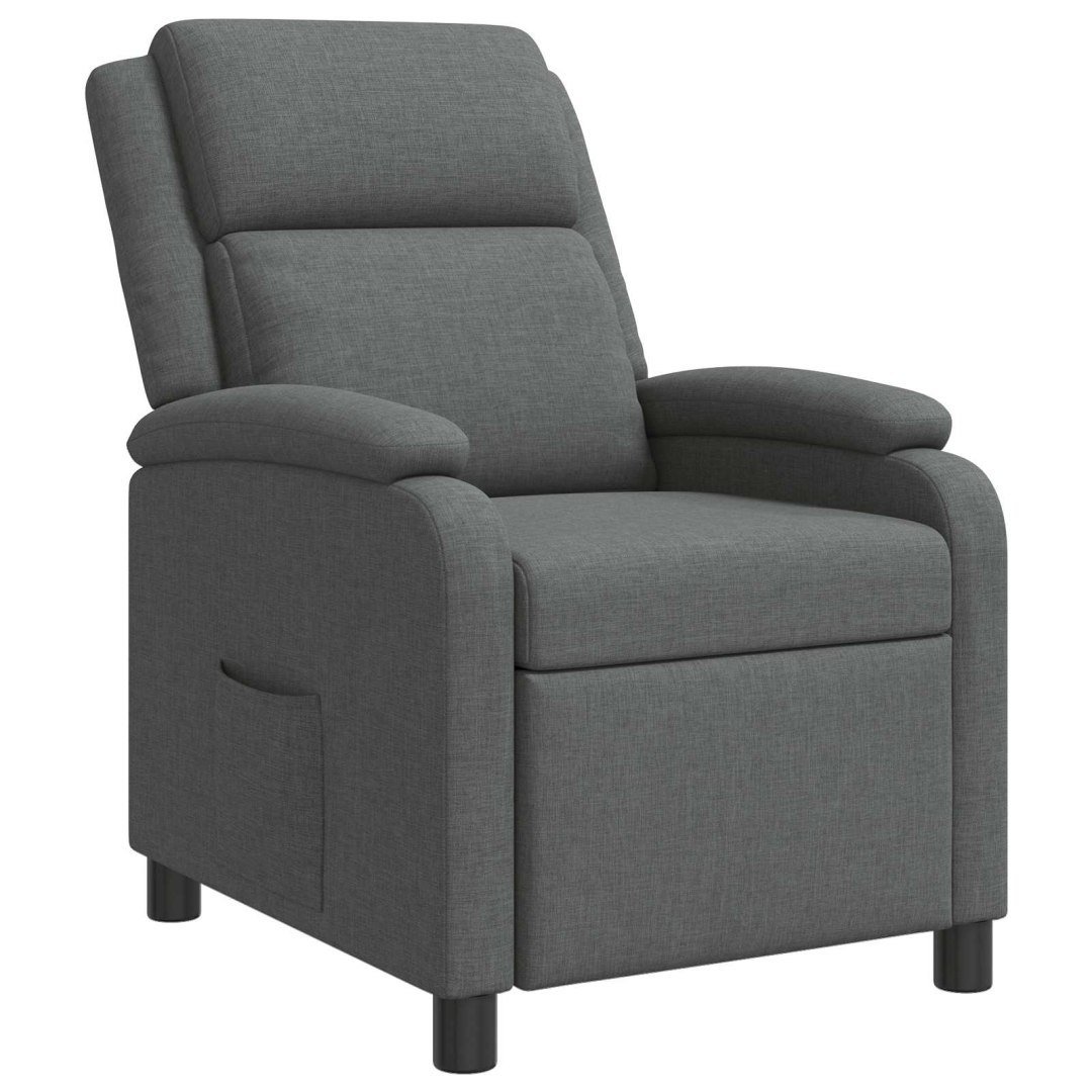 Fotel recliner ciemnoszary tkanina