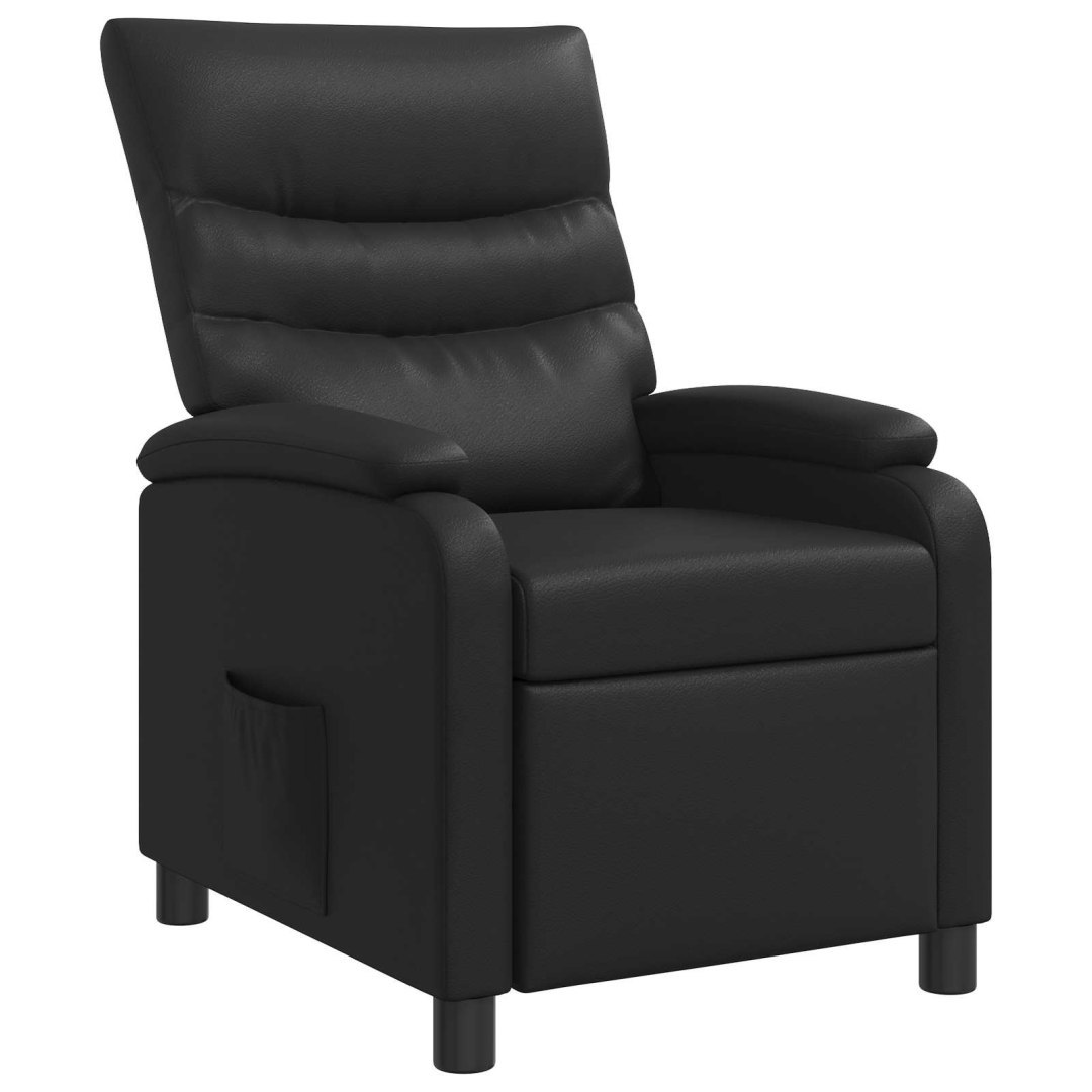 Fotel recliner Czarny Ekoskóra