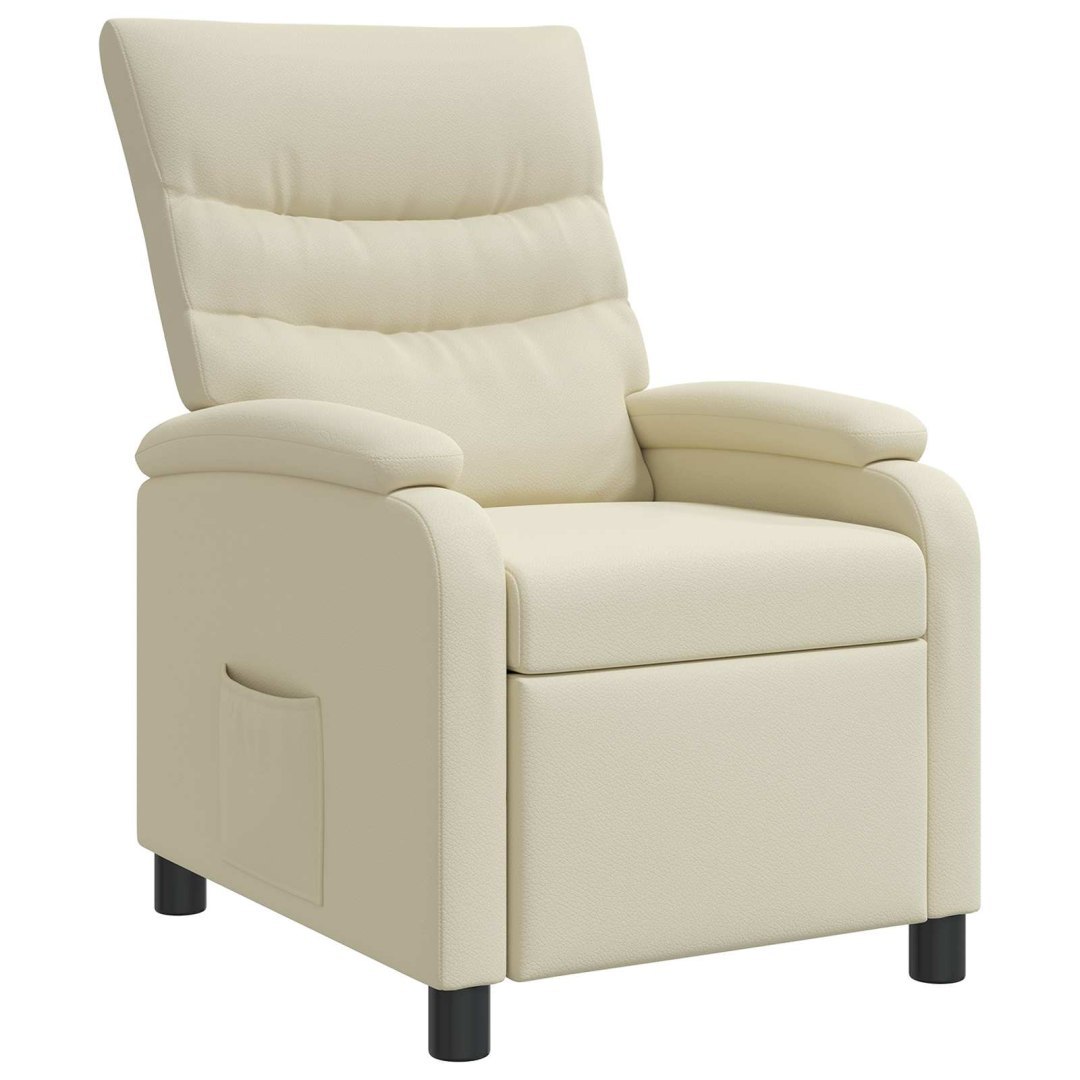 Fotel recliner kremowy Ekoskóra