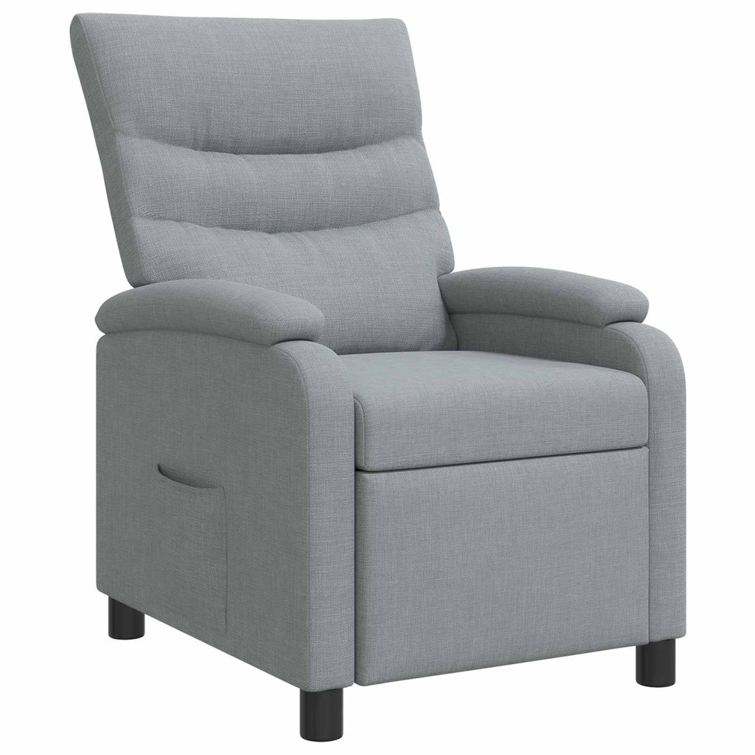 Fotel recliner jasnoszary tkanina