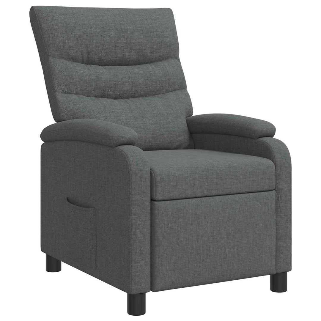 Fotel recliner ciemnoszary tkanina